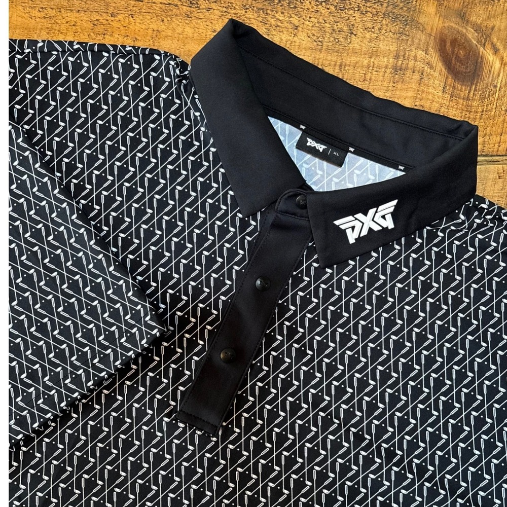 PXG Parsons Extreme Golf Mens Black Club Graphic Performance Polo Shirt XL